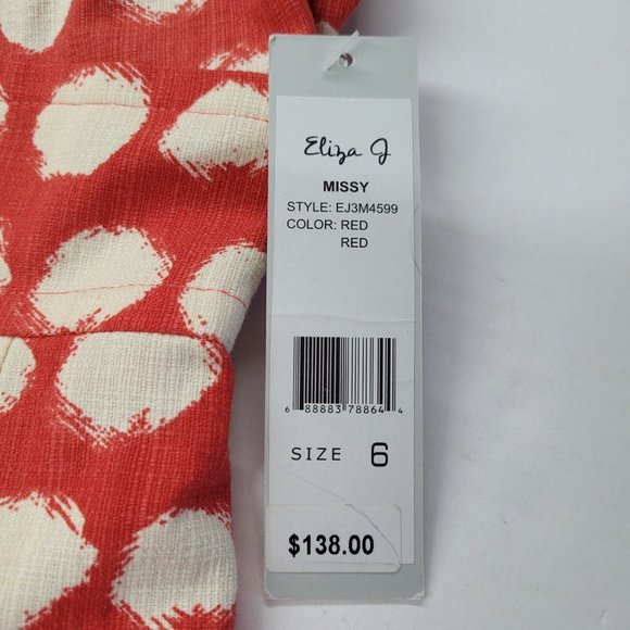 Eliza J Dress Womens 6 Red Print Fit & Flare Pockets Sleeveless Back Zip Lined - Picture 12 of 16